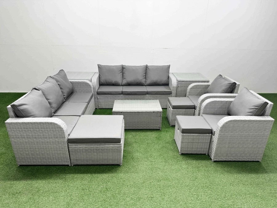 Click to view product details and reviews for Fimous Pe Rattan High Back Lounge Sofa Set Patio Coffee Table Chairs Set With 3 Seater Sofa Reclining Chair 3 Stools 2 Side Table Light Grey. Click to view product details and reviews for Fimous Pe Rattan High Back Lounge Sofa Set Patio Coffee Table Chairs Set With 3 Seater Sofa Reclining Chair 3 Stools 2 Side Table Light Grey.