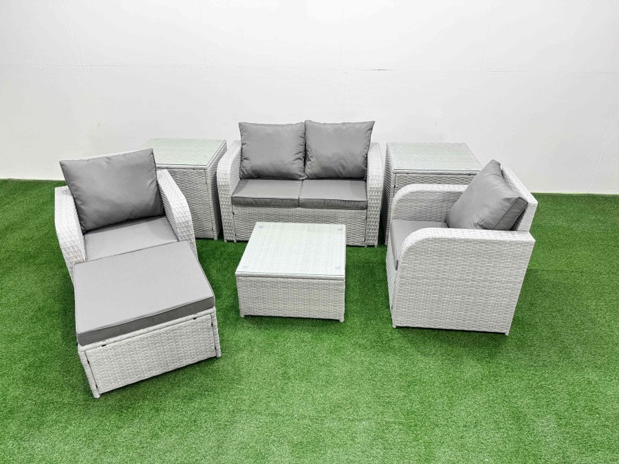 Click to view product details and reviews for Fimous Light Grey Pe Wicker Rattan Garden Furniture Set Sofa Set Reclining Adjustable Chair Square Coffee Table 5 Seater With Footstool 2 Side Table. Click to view product details and reviews for Fimous Light Grey Pe Wicker Rattan Garden Furniture Set Sofa Set Reclining Adjustable Chair Square Coffee Table 5 Seater With Footstool 2 Side Table.