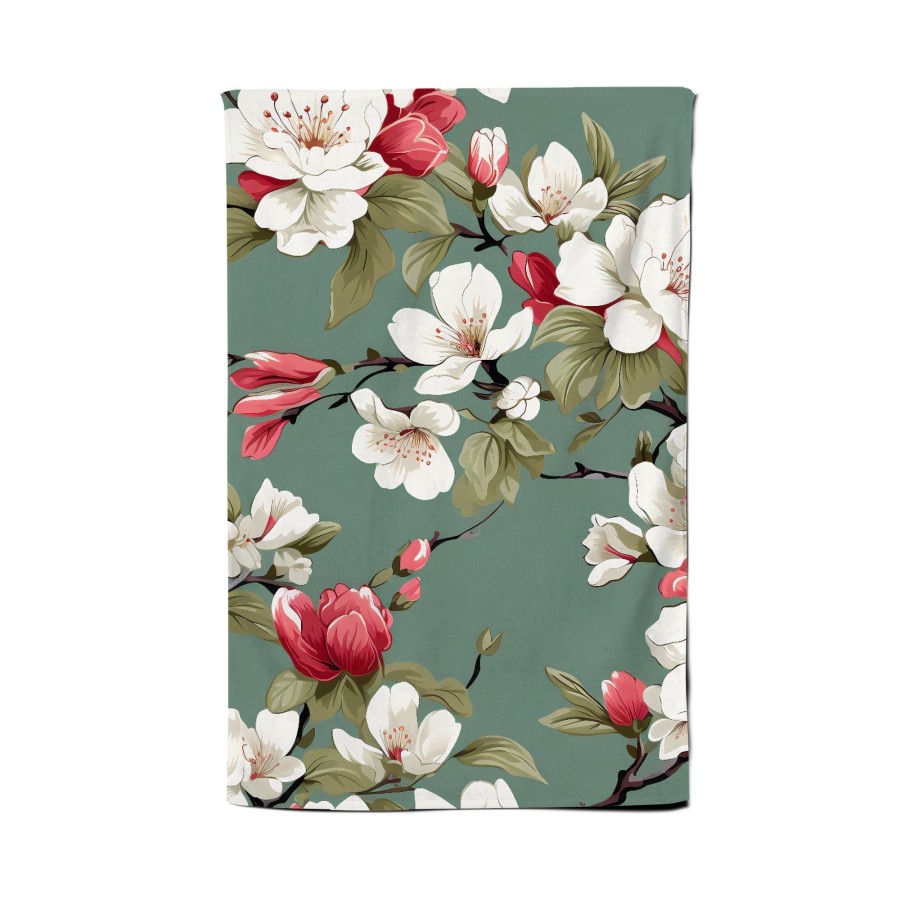 Pink And White Blossom Tea Towel