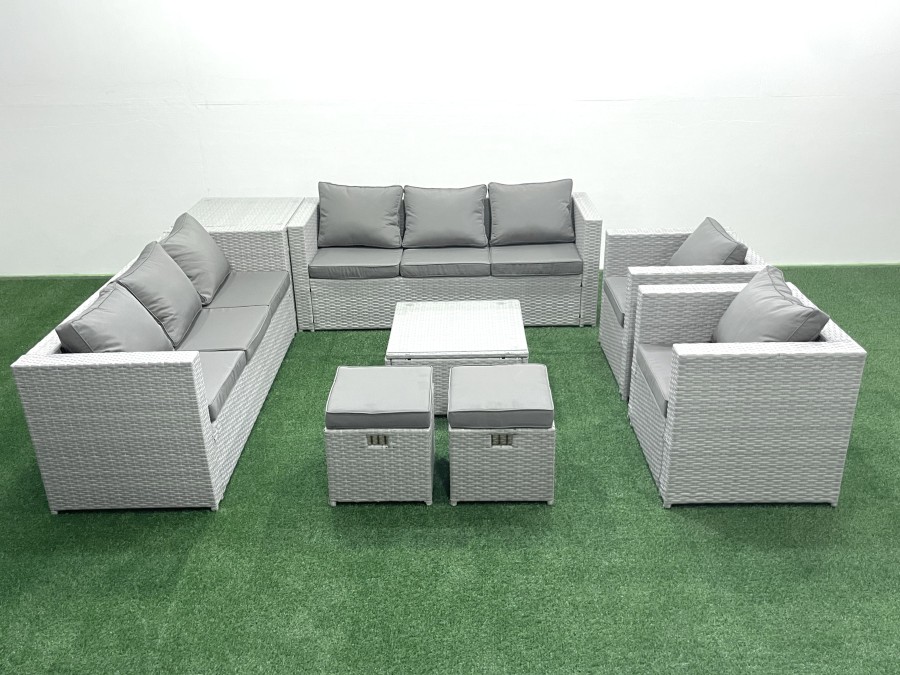 Click to view product details and reviews for Fimous Outdoor Rattan Sofa Garden Furniture Set With 2 Armchairs Square Coffee Table 2 Small Footstools Side Table Light Grey Mixed. Click to view product details and reviews for Fimous Outdoor Rattan Sofa Garden Furniture Set With 2 Armchairs Square Coffee Table 2 Small Footstools Side Table Light Grey Mixed.