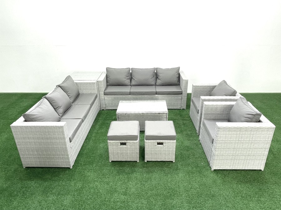 Click to view product details and reviews for Fimous Outdoor Rattan Sofa Garden Furniture Set With 2 Armchairs Oblong Coffee Table 2 Small Footstools Side Table Light Grey Mixed. Click to view product details and reviews for Fimous Outdoor Rattan Sofa Garden Furniture Set With 2 Armchairs Oblong Coffee Table 2 Small Footstools Side Table Light Grey Mixed.