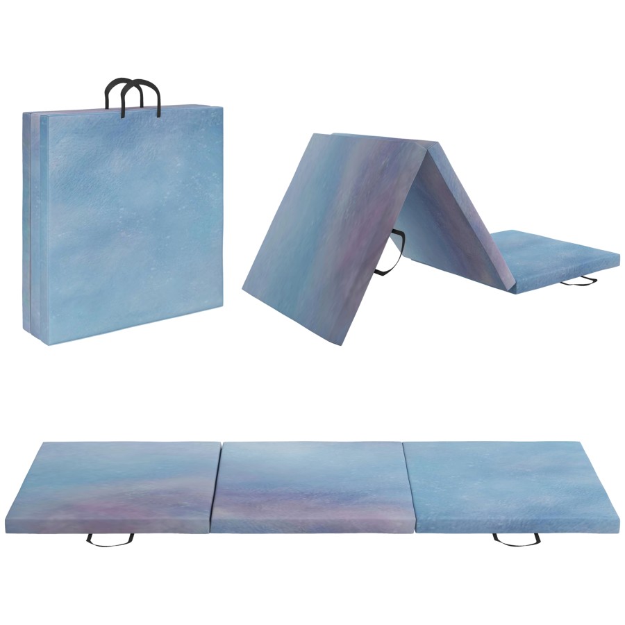 HOMCOM 6FT Foldable Gymnastics Mat, Tri-Fold 2"" Thick Crash Mat, Blue