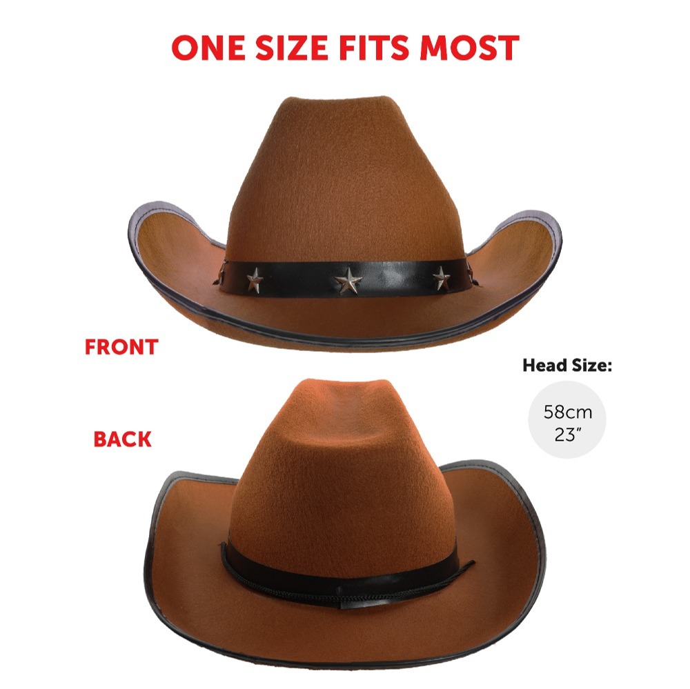 Brown Star Studded Cowboy Hat with Bandana & Tie