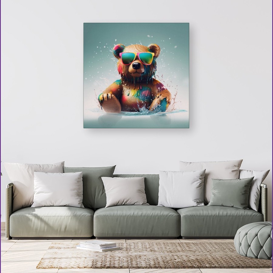 Click to view product details and reviews for Splashart Bear In Glasses Canvas Extra Large 40 X 40.