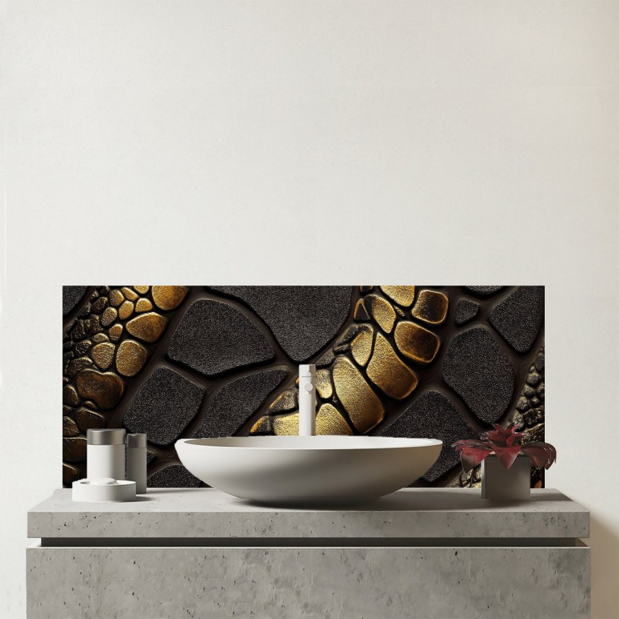 Click to view product details and reviews for Snakeskin Print Effect Glass Bathroom Splashback.