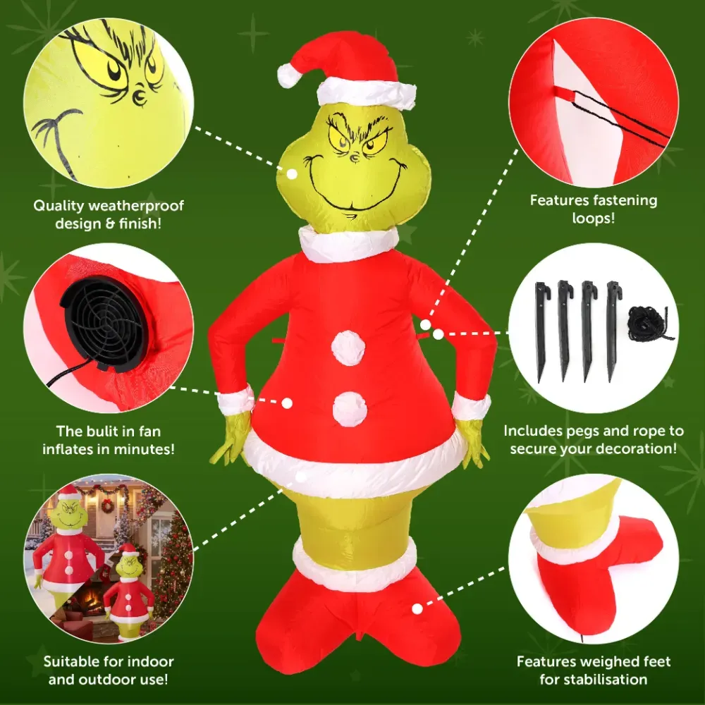 6 Ft / 180cm Inflatable Grinch Decoration