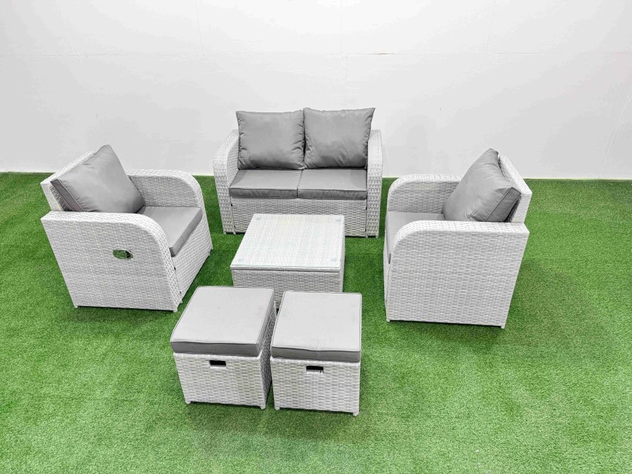 Click to view product details and reviews for Fimous Light Grey Pe Wicker Rattan Garden Furniture Set Sofa Set Reclining Adjustable Chair Square Coffee Table 6 Seater 2 Small Stools. Click to view product details and reviews for Fimous Light Grey Pe Wicker Rattan Garden Furniture Set Sofa Set Reclining Adjustable Chair Square Coffee Table 6 Seater 2 Small Stools.