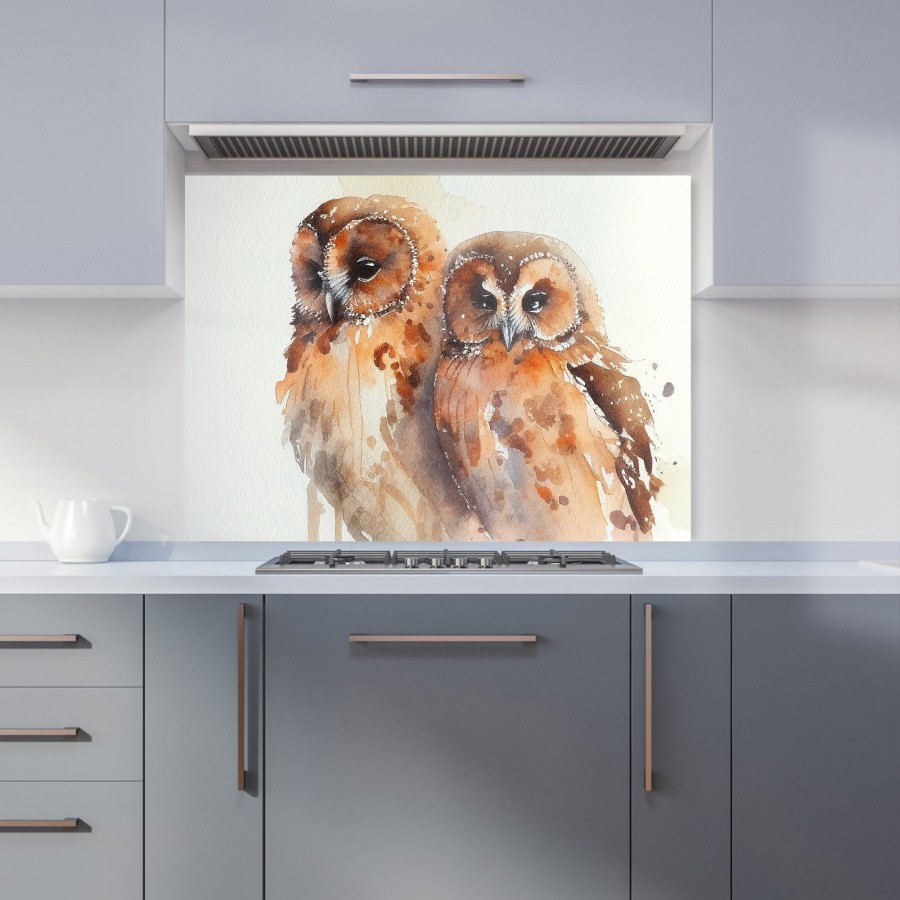 Click to view product details and reviews for Loving Tawny Owls Watercolour Kitchen Splashback W595mm X H745mm.