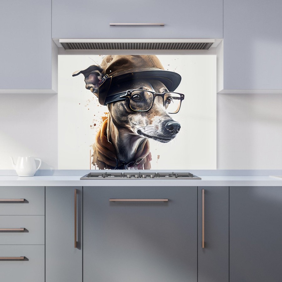 Click to view product details and reviews for Whippet Dog With Glasses Splashart Kitchen Splashback W595mm X H745mm.