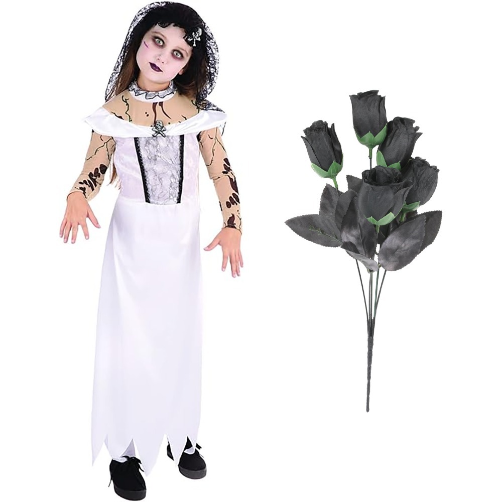 Click to view product details and reviews for Girls Zombie Bride Costume With Flowers Large.