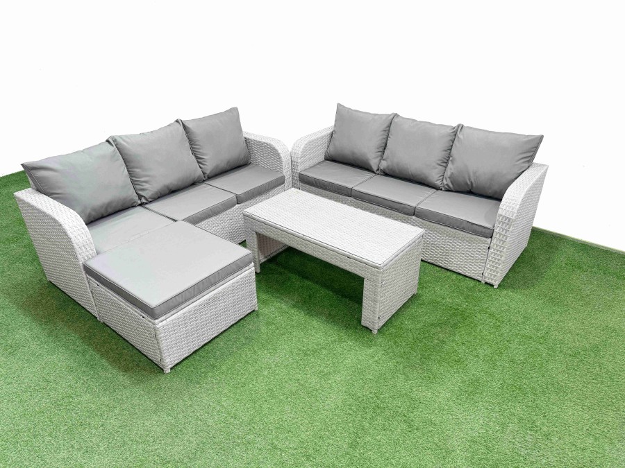 Click to view product details and reviews for Fimous Outdoor Garden Furniture Sets 7 Seater Wicker Rattan Furniture Sofa Sets With Oblong Coffee Table High Back Lounge Sofa Big Footstool Light Gre. Click to view product details and reviews for Fimous Outdoor Garden Furniture Sets 7 Seater Wicker Rattan Furniture Sofa Sets With Oblong Coffee Table High Back Lounge Sofa Big Footstool Light Gre.