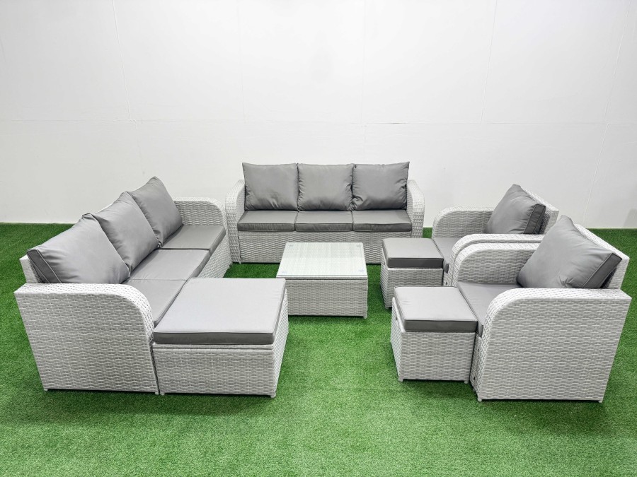 Click to view product details and reviews for Fimous Pe Rattan High Back Lounge Sofa Set Patio Square Coffee Table Chairs Set With 3 Seater Sofa Reclining Chair 3 Stools Light Grey. Click to view product details and reviews for Fimous Pe Rattan High Back Lounge Sofa Set Patio Square Coffee Table Chairs Set With 3 Seater Sofa Reclining Chair 3 Stools Light Grey.