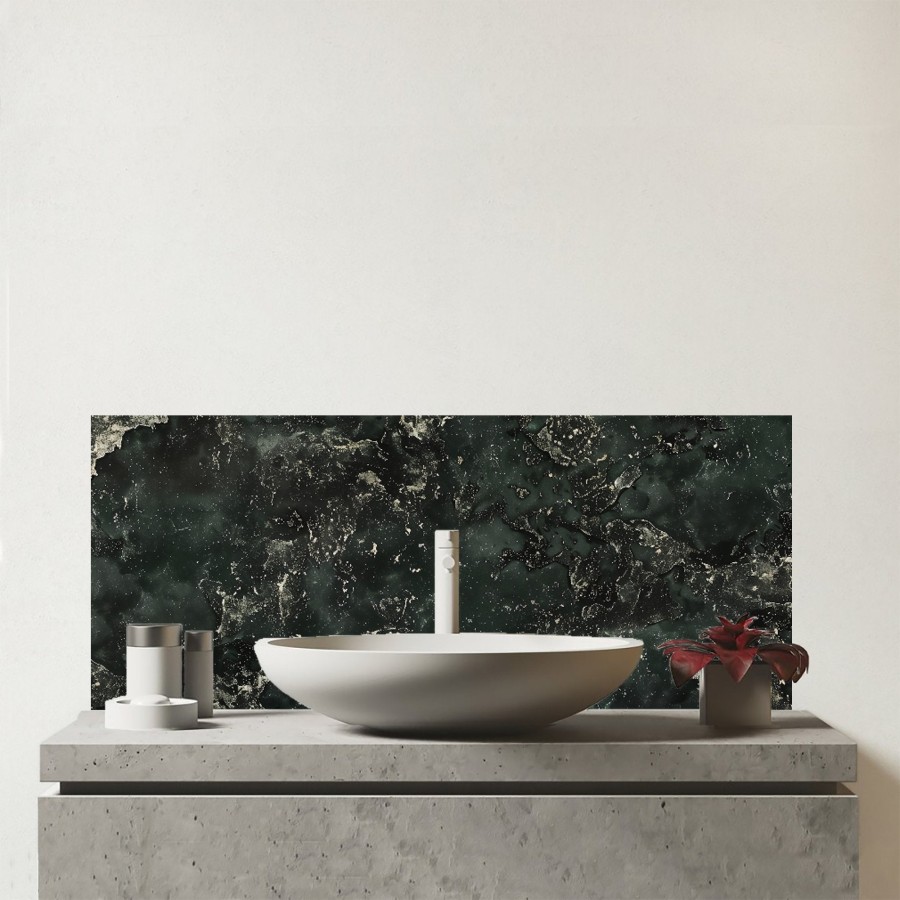 Click to view product details and reviews for Shabby Green Quartz Effect Glass Bathroom Splashback.