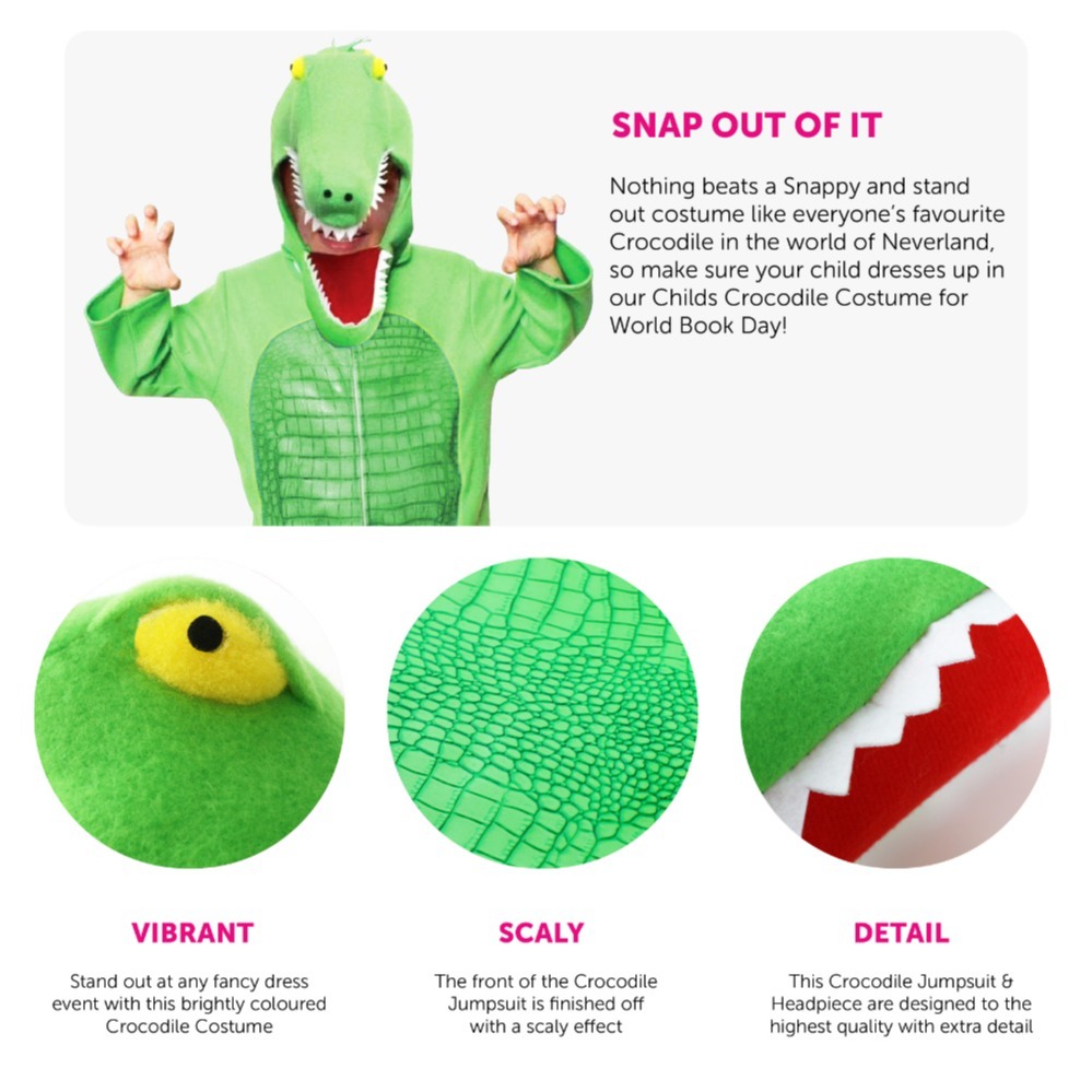 Kids Investigator Crocodile Costume | 2 Pcs | Costume & Magnifying Glass