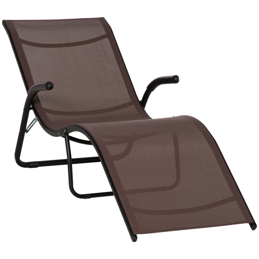 Outsunny Folding Lounge Chair, Outdoor Chaise Lounge for Beach, Poolside, Brown