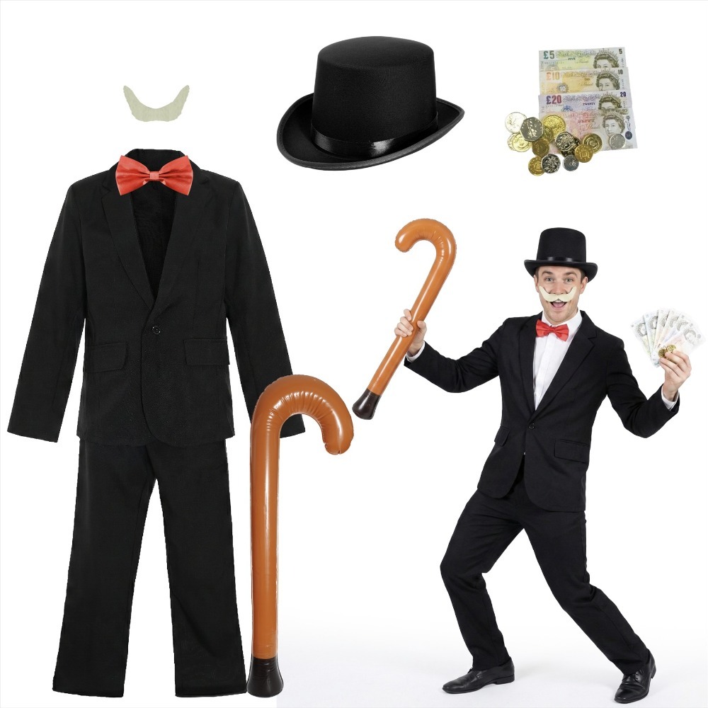 Click to view product details and reviews for Adults Money Boardgame Man 7 Pcs Blazer Trousers Top Hat Bow Tie Tash Walking Stick Fake Money Large.