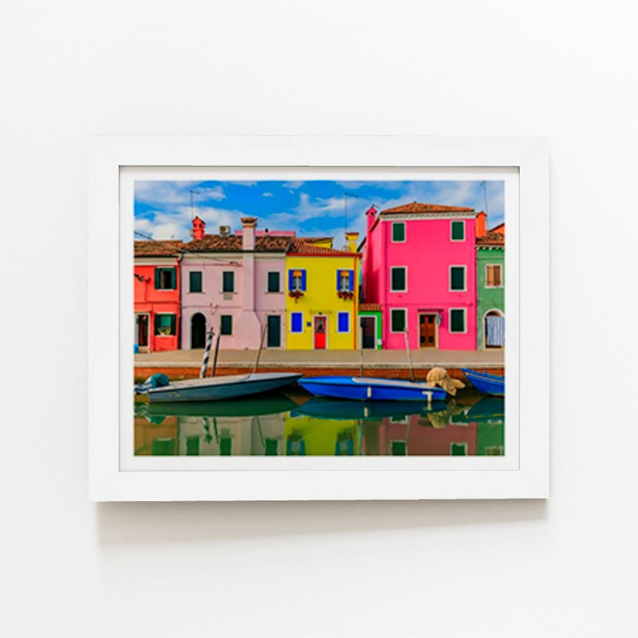 Click to view product details and reviews for Bright And Colorful Houses In Burano Island Art Prints 16 X 24 Black Frame.