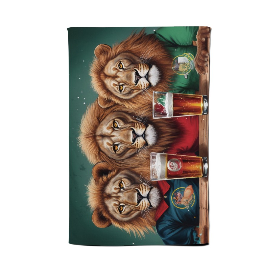 Lions Watching The Game Tea Towel