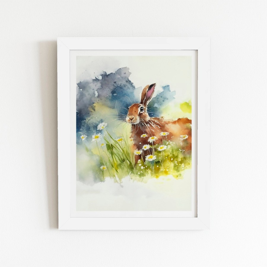 Click to view product details and reviews for Hare And Daisies Watercolour Art Prints 20 X 30 White Frame.