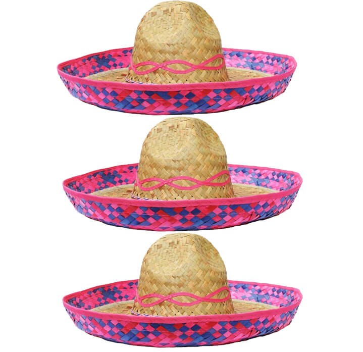 thumbnail image 2 of 6-Pack Mexican Sombrero Hats – Wild Western Bandit Fancy Dress Costume Accessory 2 of 3