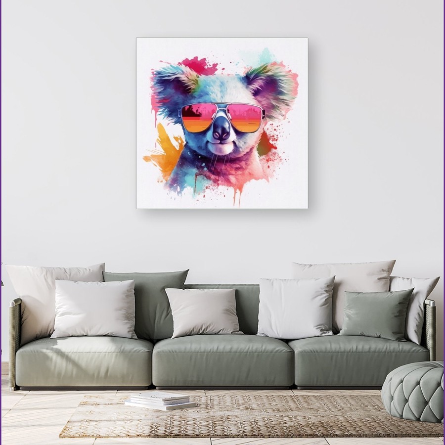 Click to view product details and reviews for Colourful Splashart Koala In Glasses Canvas Extra Large 40 X 40.