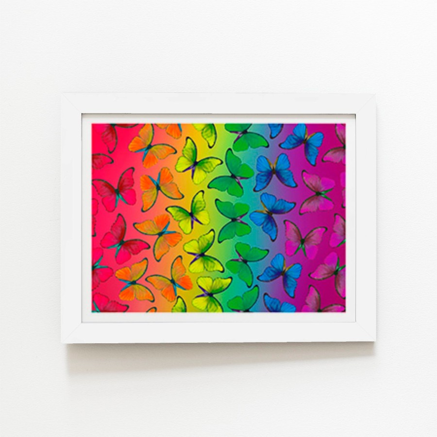 Click to view product details and reviews for Multicoloured Butterfly Pattern Art Prints 20 X 30 White Frame.