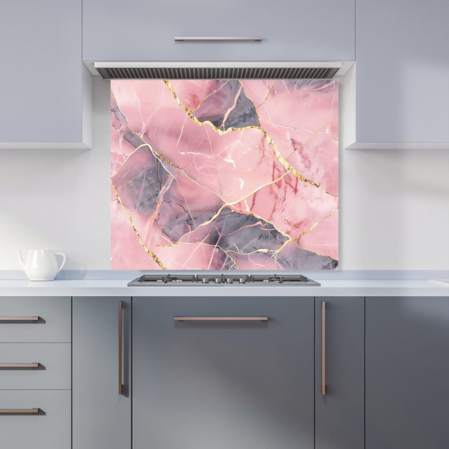 Click to view product details and reviews for Rose And Gold Marble Effect Kitchen Splashback W600mm X H750mm.