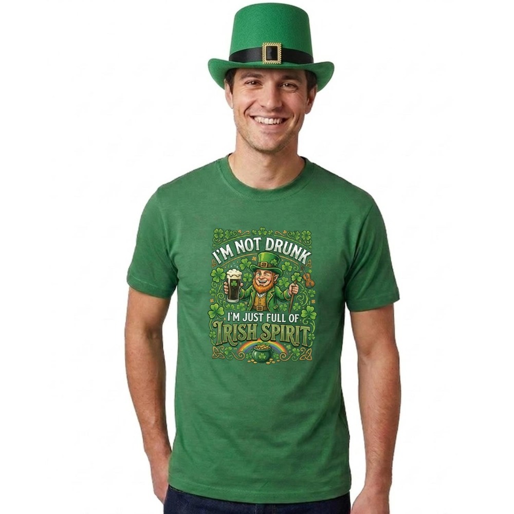 Click to view product details and reviews for Adults Funny St Patricks Day Costume Top Hat T Shirt &ldquo;im Not Drunk Im Just Full of Irish Spirit Green Tee with Green Print Xxlarge.