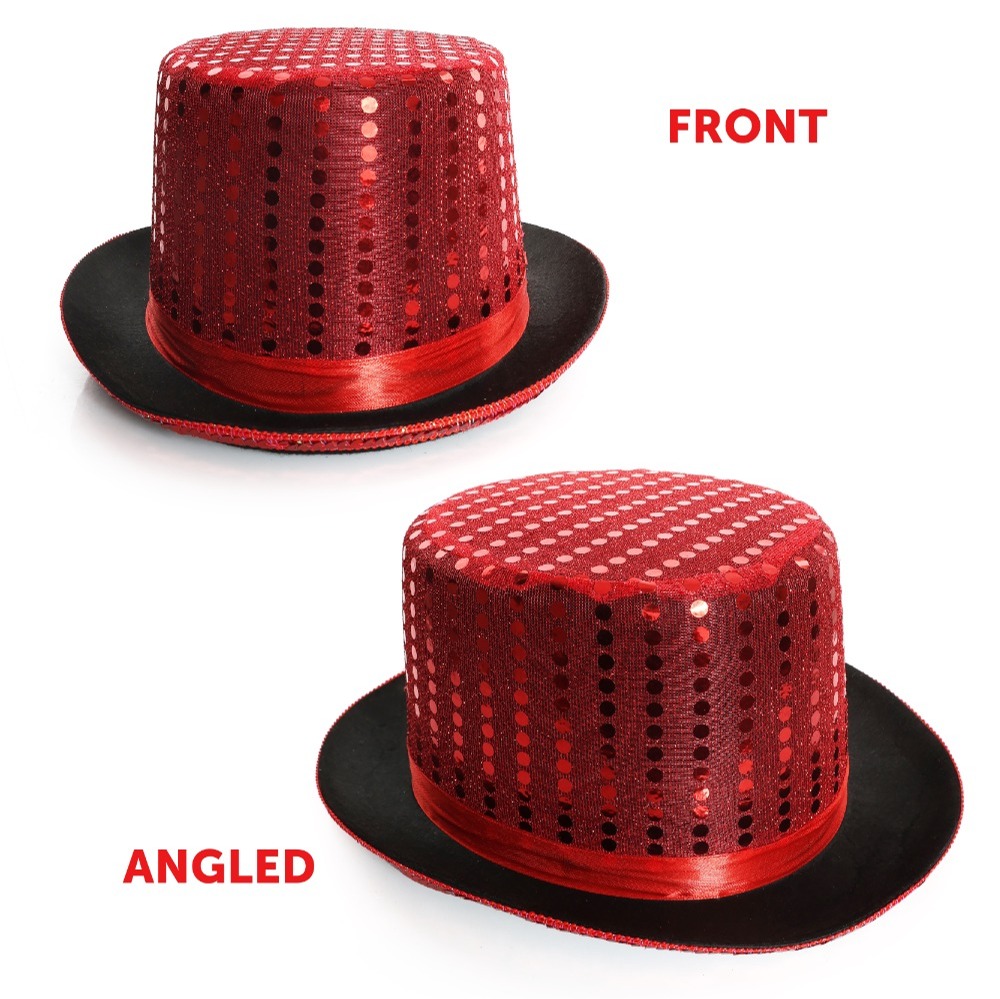 Childs Red Sequin Top Hat