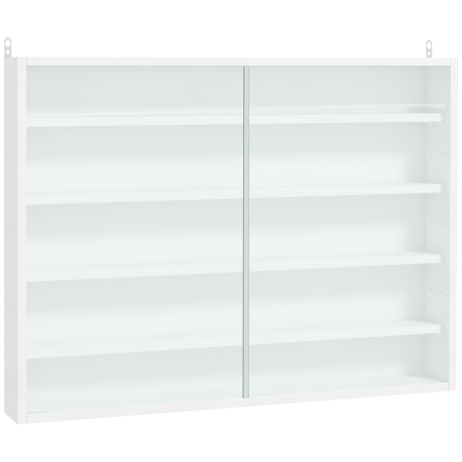Click to view product details and reviews for Homcom 5 Tier Wall Display Shelf Unit Cabinet W Shelves Glass Doors White.