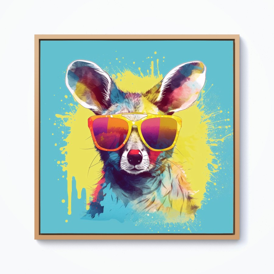 Click to view product details and reviews for Splashart Wallaby In Glasses Framed Canvas 10 X 10 Pine.