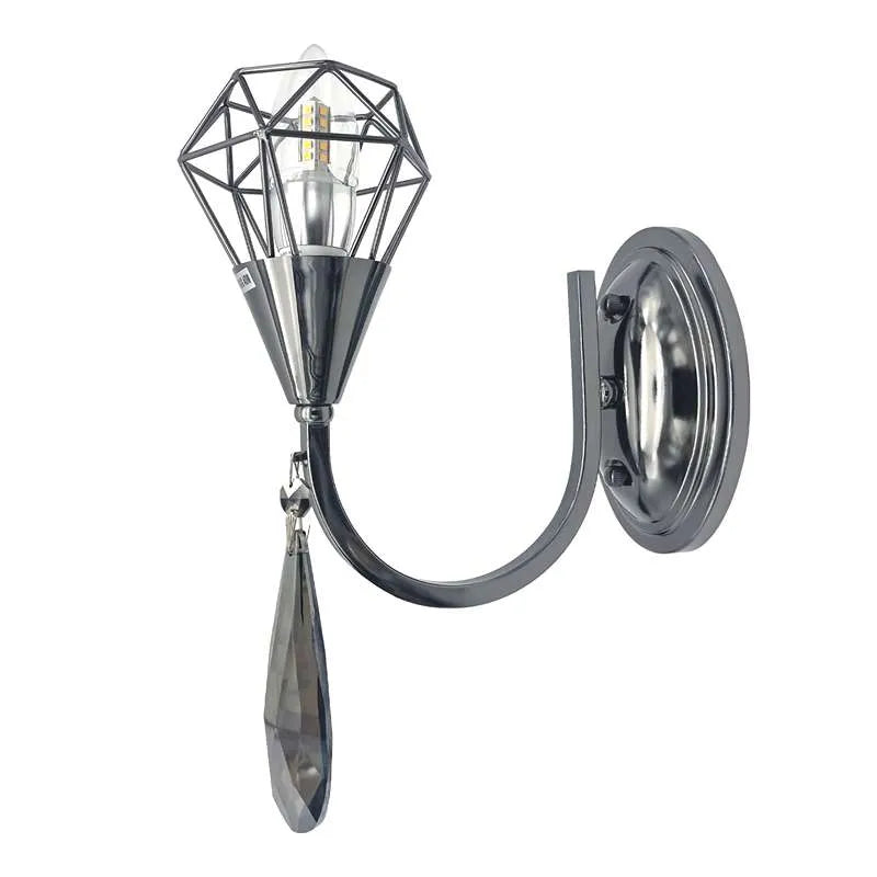 Click to view product details and reviews for Curved Arm Chrome Wall Lights K9 Crystal Droplet 4938 With Bulb.