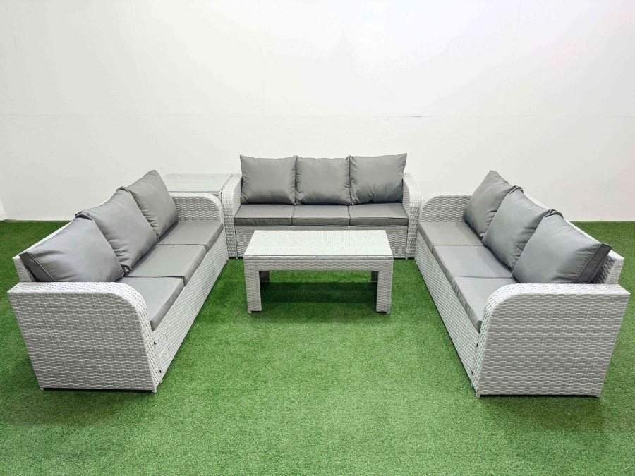 Click to view product details and reviews for Fimous Pe Rattan Lounge Sofa Set 9 Seater Outdoor Garden Furniture Set With Oblong Coffee Table 3 Seater Sofa Side Table Light Grey. Click to view product details and reviews for Fimous Pe Rattan Lounge Sofa Set 9 Seater Outdoor Garden Furniture Set With Oblong Coffee Table 3 Seater Sofa Side Table Light Grey.
