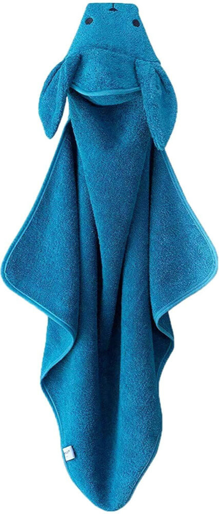 Babies Cotton Hooded Bath Towel - Petrol Blue