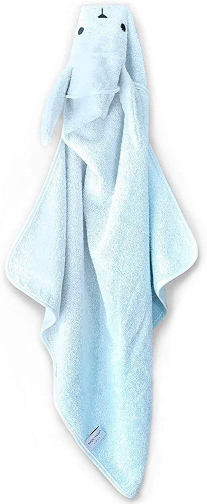 Babies Cotton Hooded Bath Towel - Powder Blue