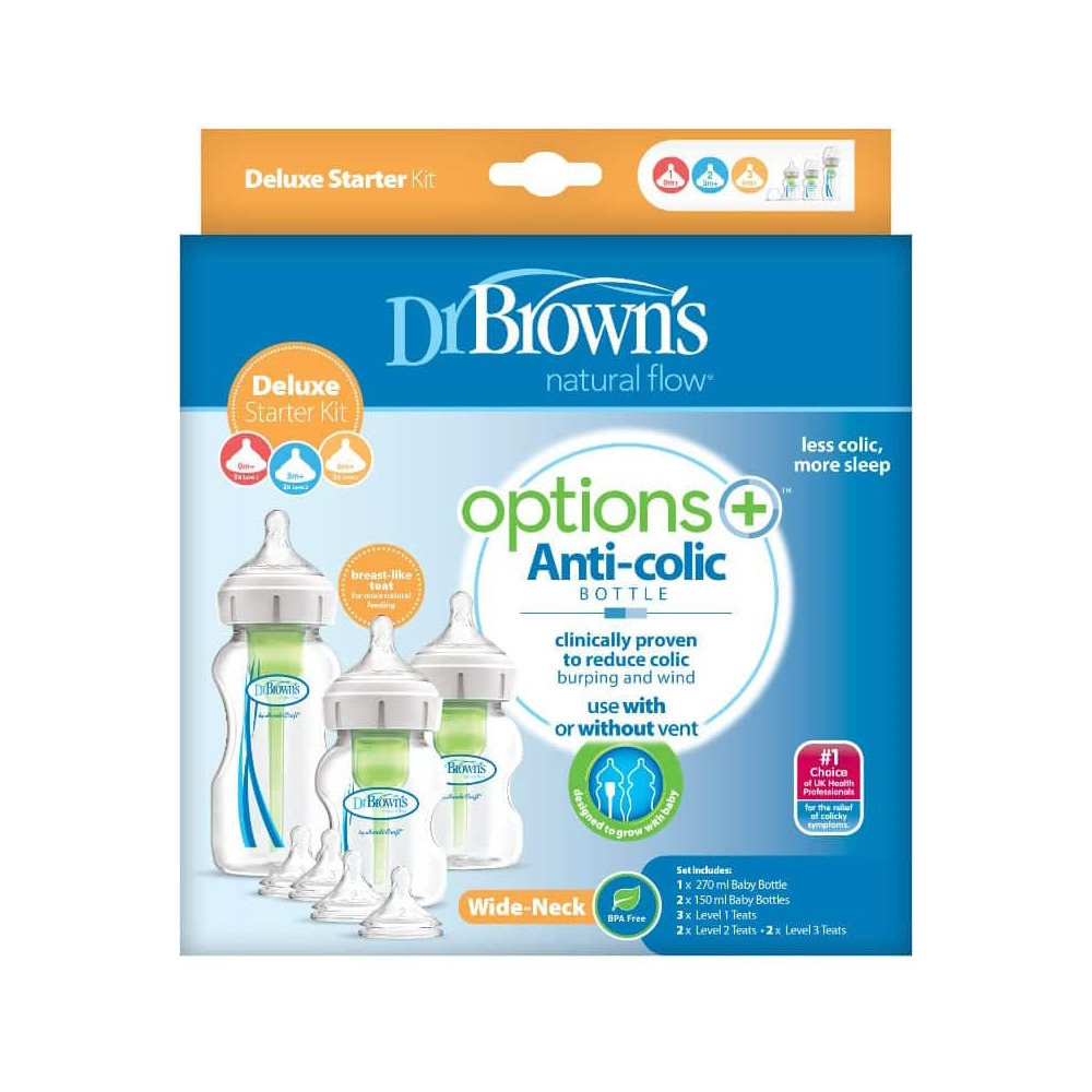 Baby Bottle Newborn Deluxe Starter Set Anti-Colic 0 Months+ BPA Free Dr Brown Gift
