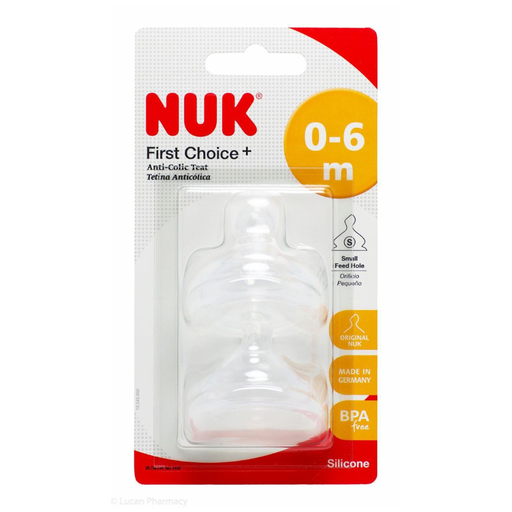 Baby Bottle Teat Nuk First Choice+ BPA-Free Silicone 0-6m Small Feed Set Of 2, 3 Packs