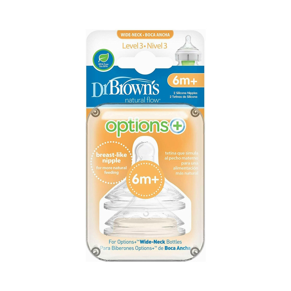 Baby Bottle Teat Twin Pack Narrow Bottle Breast Like Teat 6m+ Level 3 Wide Neck
