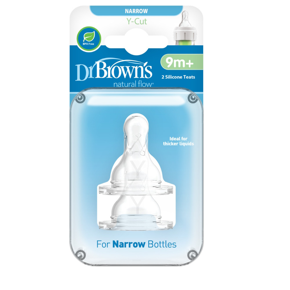 Baby Bottle Teat Twin Pack Narrow Bottle Breast Like Teat 9m+ Y-Cut BPA Free