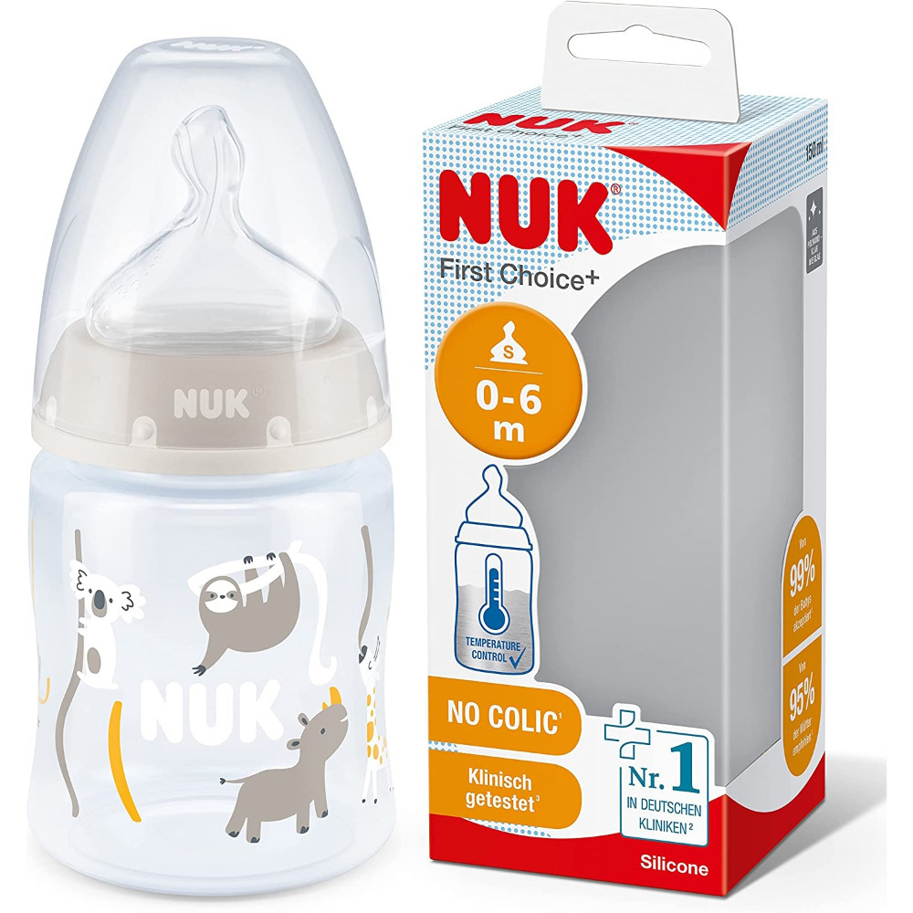 Baby Bottle Temperature Anti-Colic Silver Animal 0 - 6 Months Gift