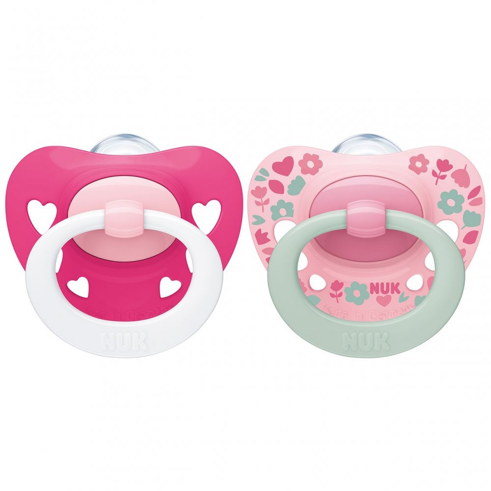 Baby Dummy Silicone Soothers Dummies Flowers Pink Bpa-Free 2-Pack 6-18m By Nuk