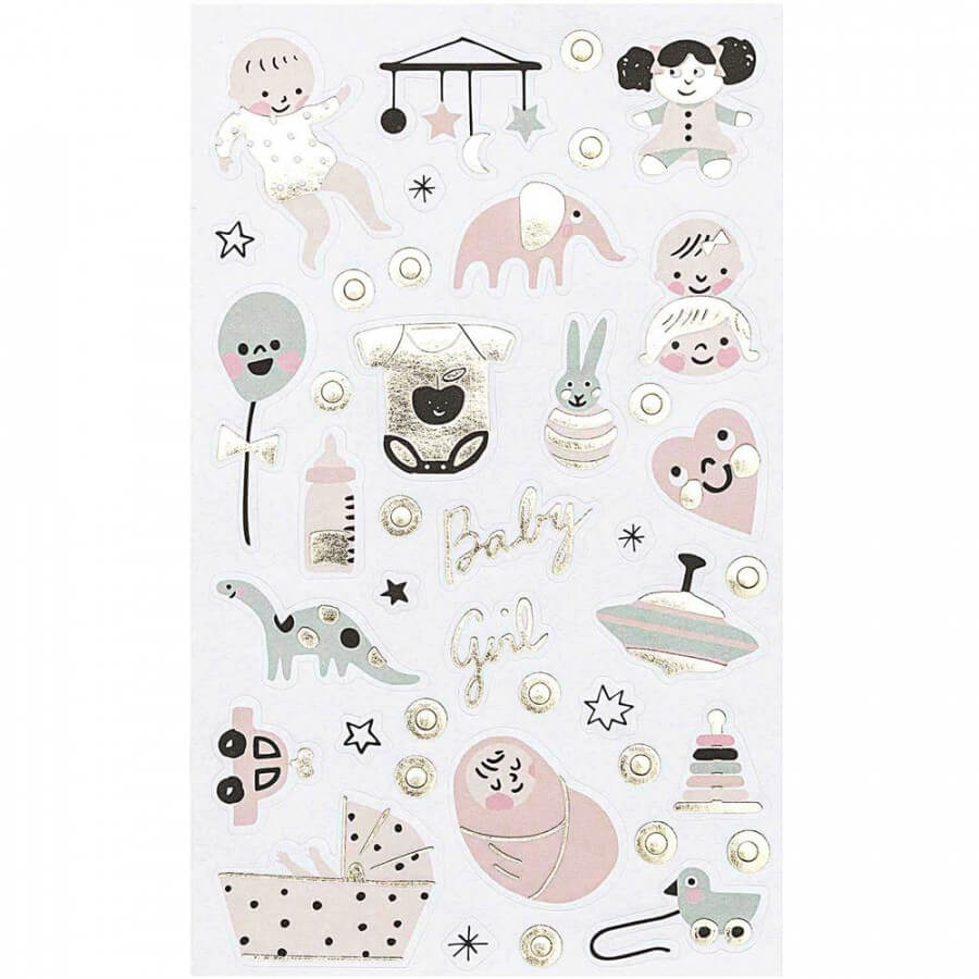 Baby Girl Themed Stickers x 100 Baby Shower New Baby Craft