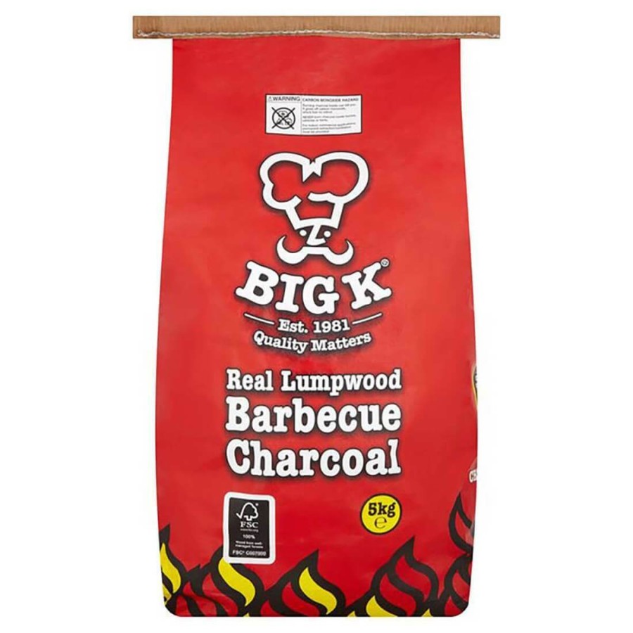 Big K Lumpwood Charcoal 5kg BBQ Smoker Fuel Summer Cooking