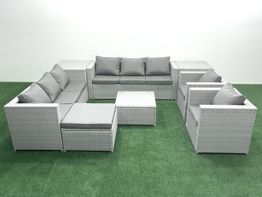 Click to view product details and reviews for Fimous Outdoor Rattan Sofa Garden Furniture Set With 2 Armchairs Square Coffee Table Big Footstool 2 Side Tables Light Grey Mixed. Click to view product details and reviews for Fimous Outdoor Rattan Sofa Garden Furniture Set With 2 Armchairs Square Coffee Table Big Footstool 2 Side Tables Light Grey Mixed.