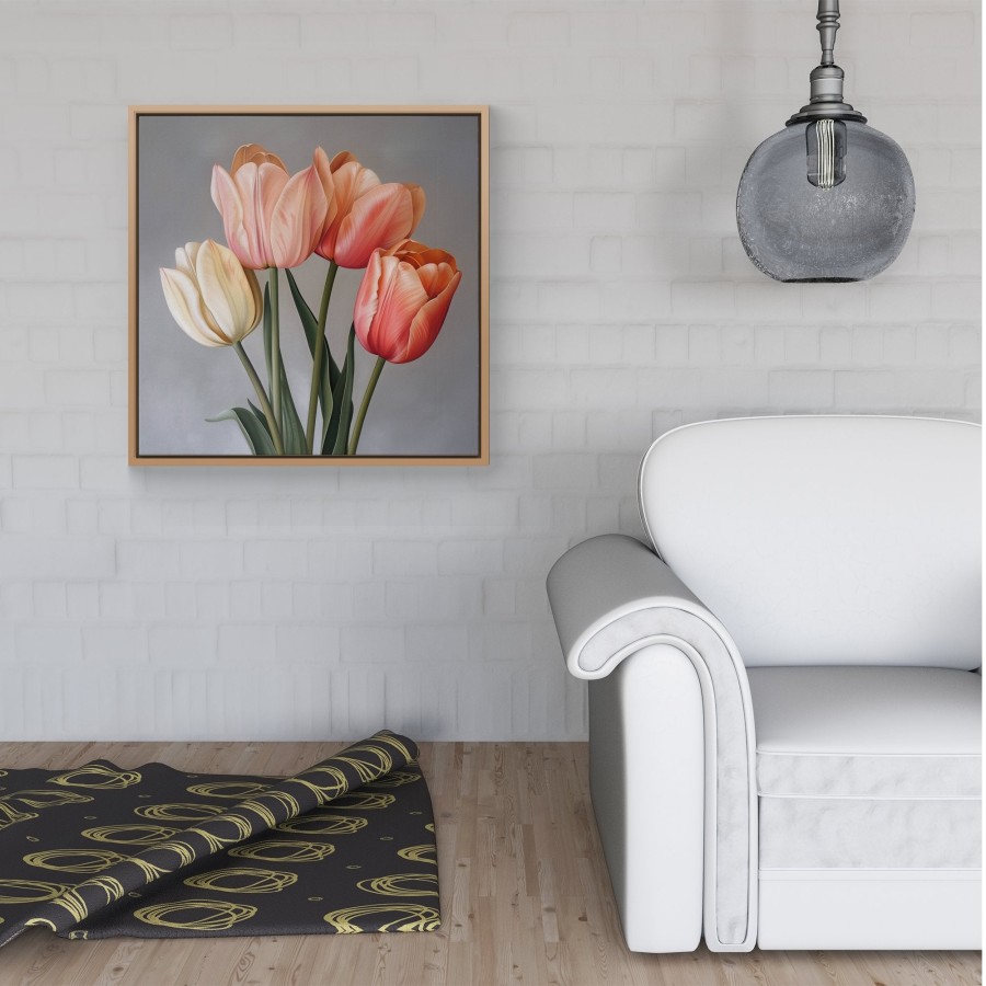 Click to view product details and reviews for Spring Tulips Framed Canvas 30 X 30 White.