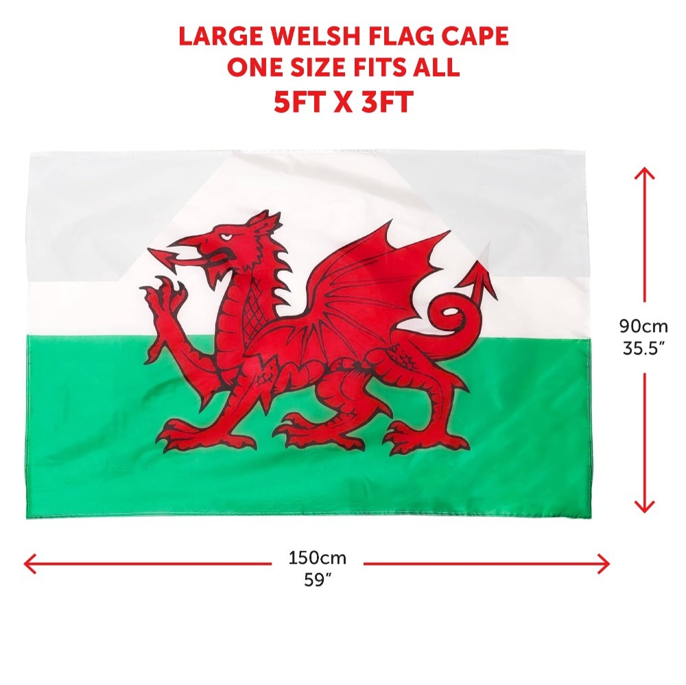 Welsh Flag Cape and Bucket Hat Set