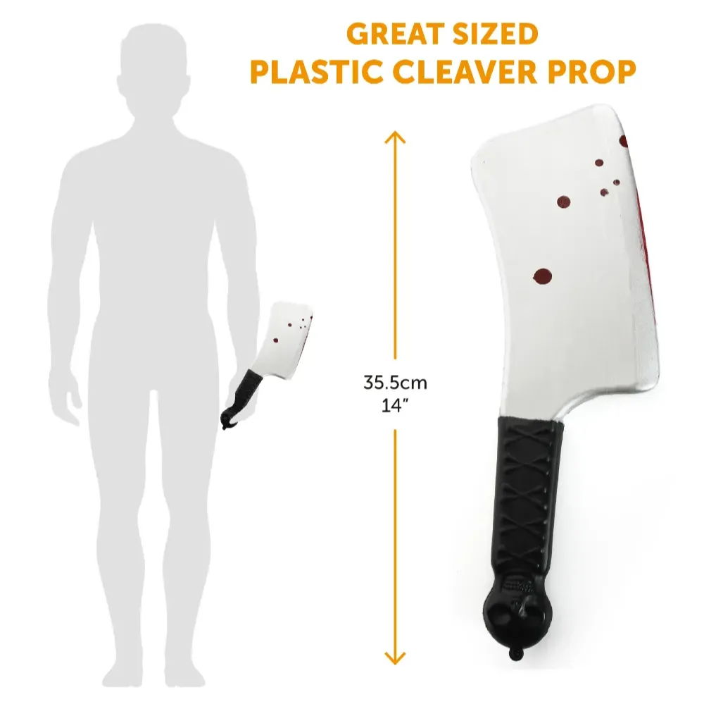 Adults Halloween Chef Costume | 4 Pcs | Bloody Apron, Chef Hat, Cleaver & Fake Blood