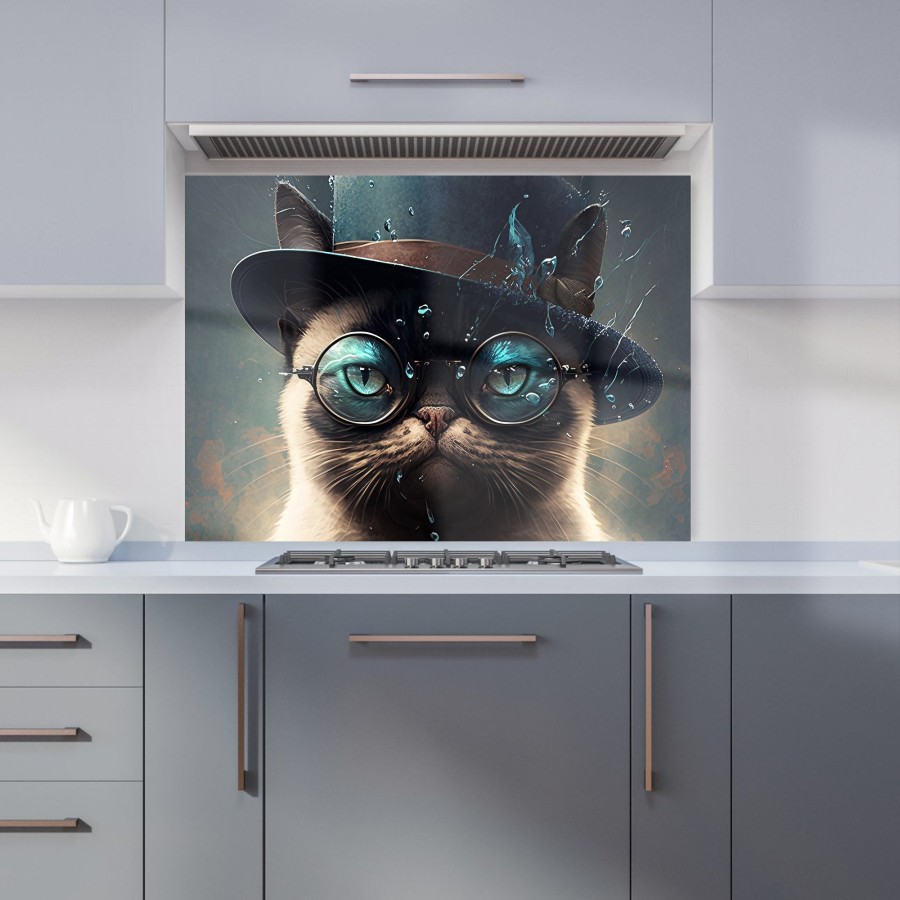 Click to view product details and reviews for Siamese Cat With Glasses Splashart Kitchen Splashback W595mm X H745mm.