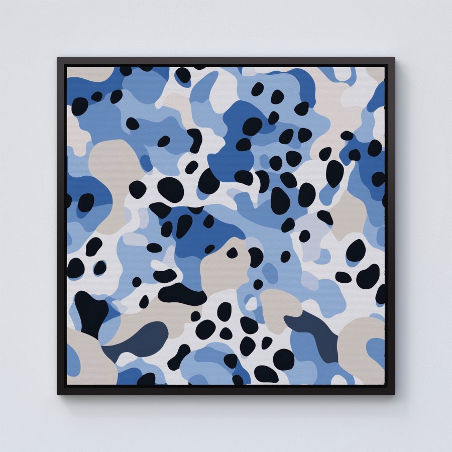 Click to view product details and reviews for Blue Camouflage Pattern Framed Canvas 10 X 10 Black.