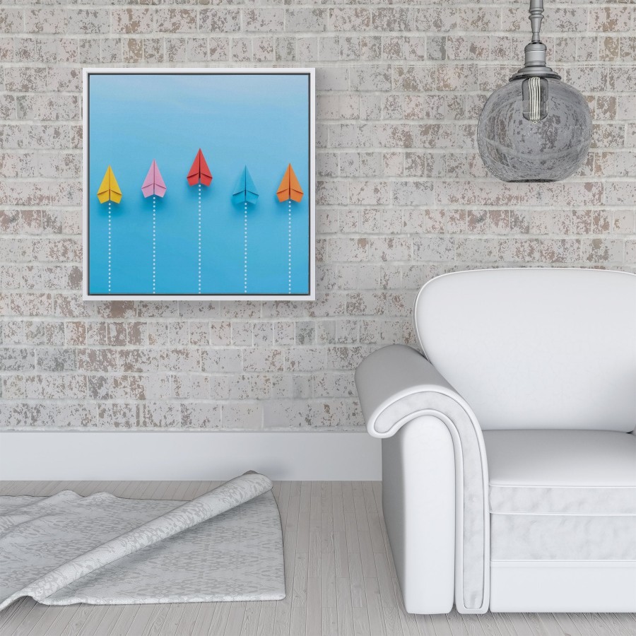 Click to view product details and reviews for Paper Aeroplanes Framed Canvas 16 X 16 White.
